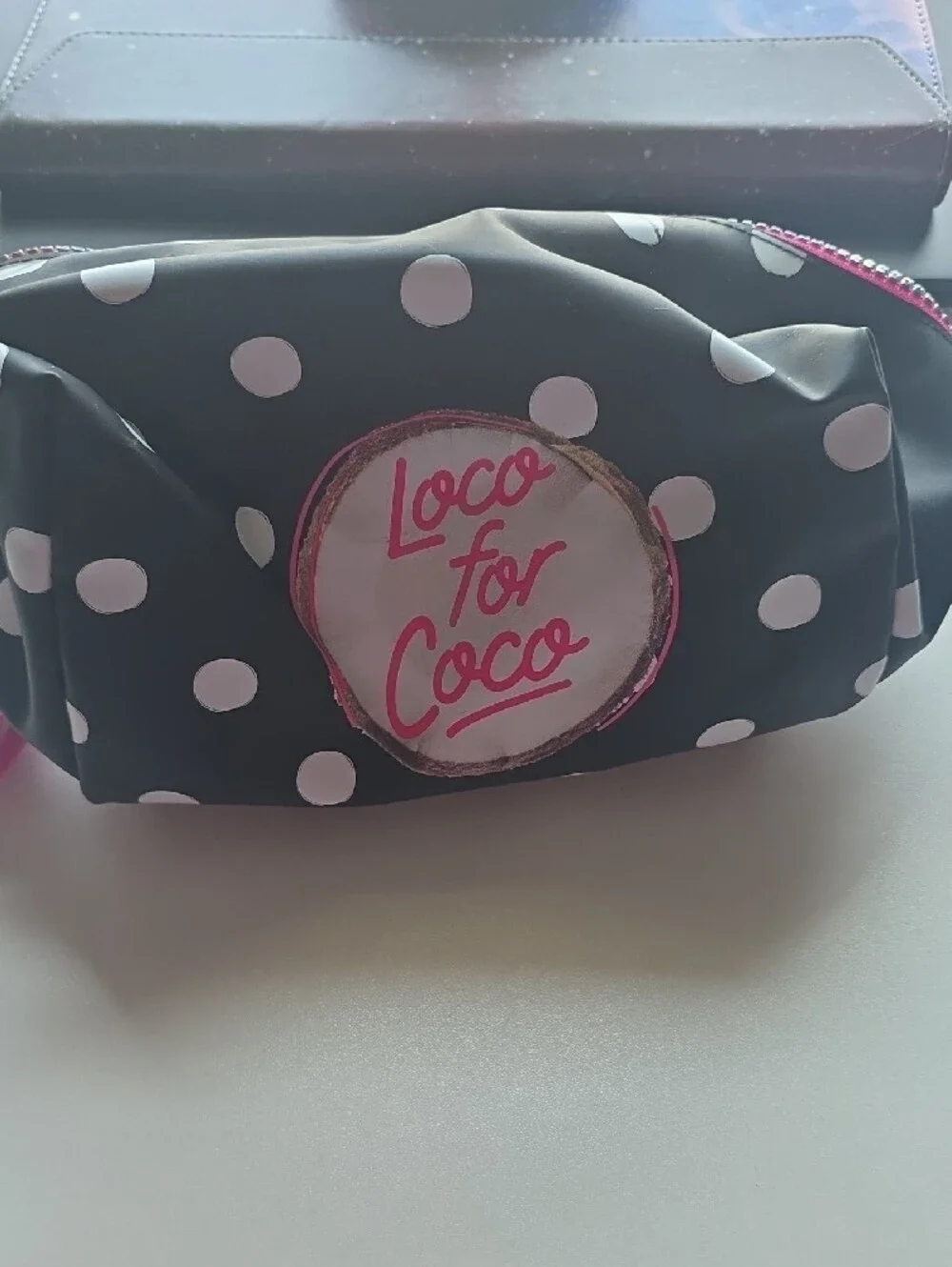 PINK Victoria's Secret Black Polka Dot Cosmetic Bag with Pink Logo